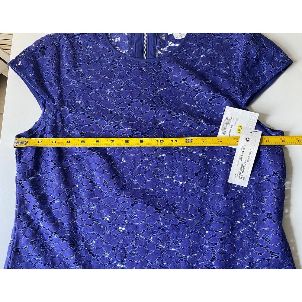Lace Blouse cap SL  Liz Claiborne PM  Blue  Coquette Corporate Layer Going Out - Picture 8 of 12